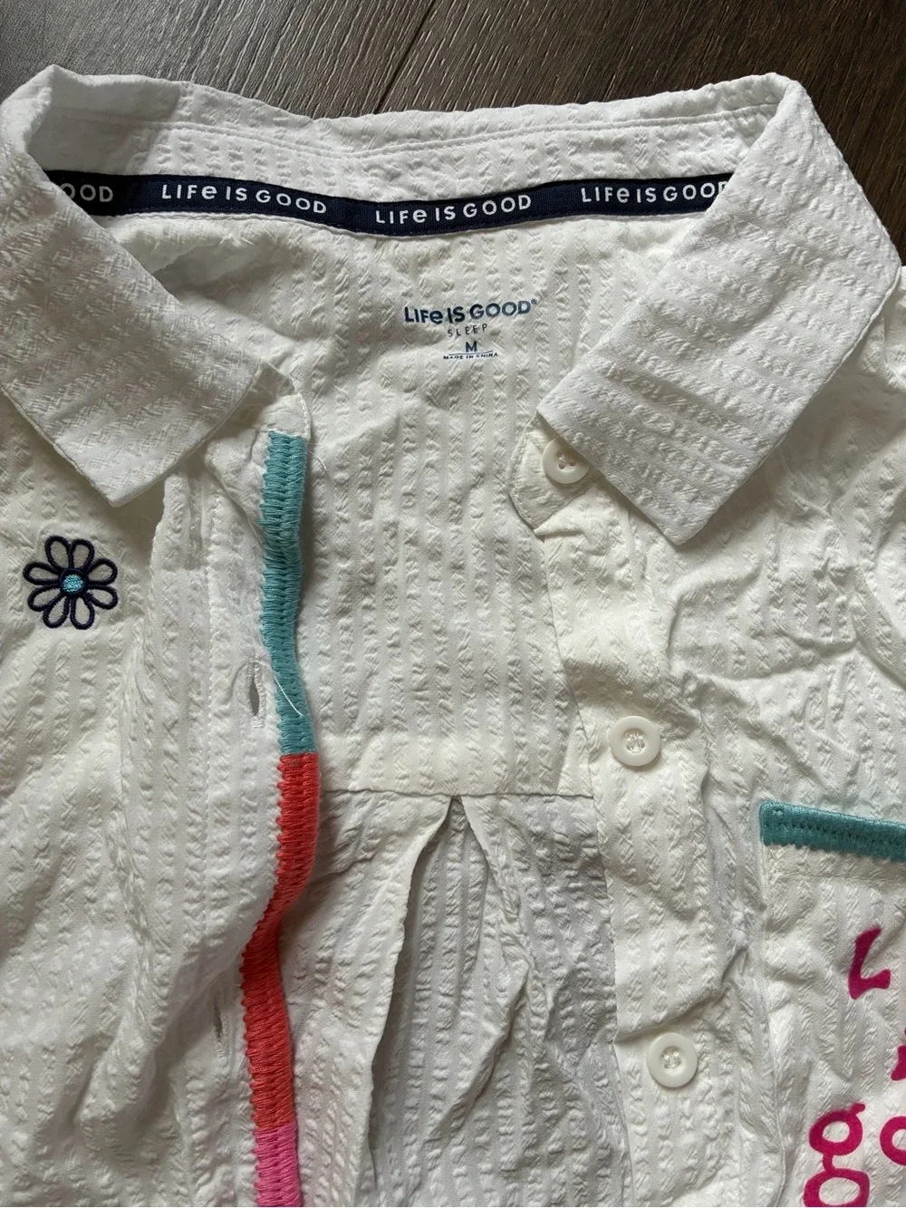 Life Is Good Embroidered Seersucker Matching Set Medium